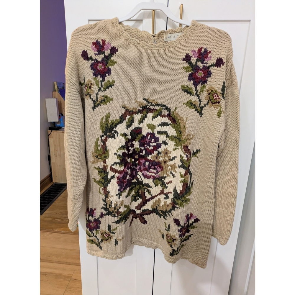 Cottagecore Vintage Cotton Sweater - Picture 1 of 5